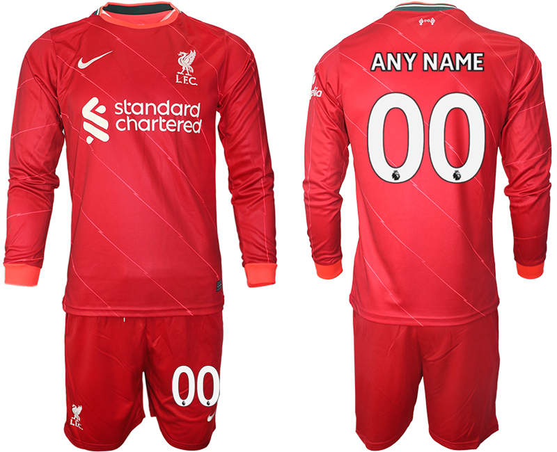 Men 2021-2022 Club Liverpool home red Long Sleeve customized Soccer Jersey